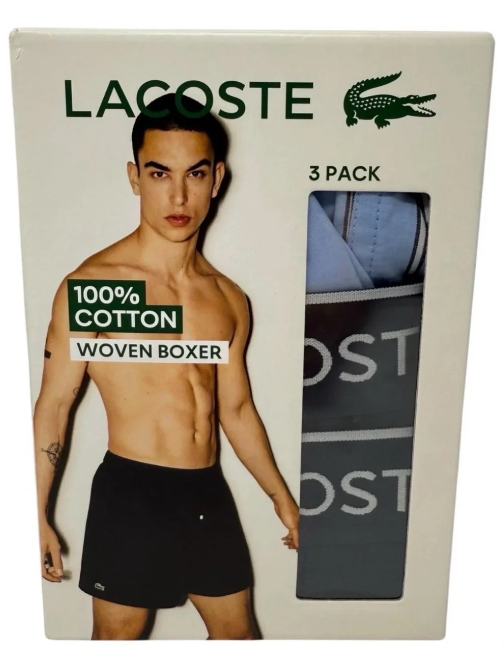 Lacoste Men's Size XL 3 pair cotton Woven Boxers New